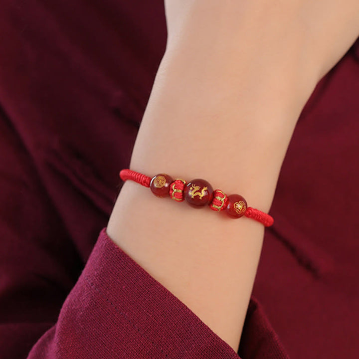 Buddha Stones Handgemachtes rotes Achat-chinesisches Sternzeichen-Schutzarmband mit roter Schnur, geflochten - image 14