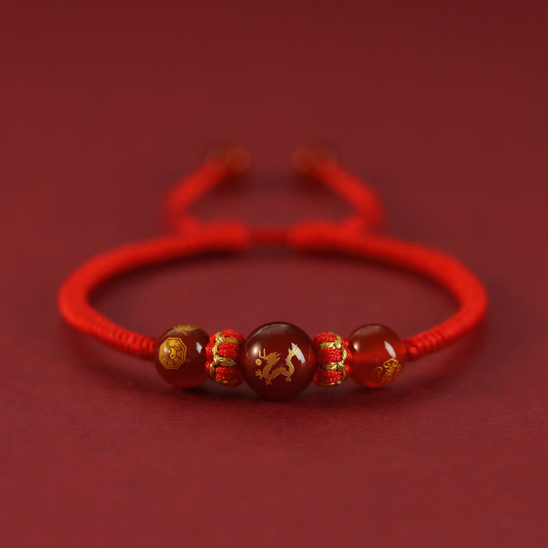 Buddha Stones Handgemachtes rotes Achat-chinesisches Sternzeichen-Schutzarmband mit roter Schnur, geflochten - Roter Achat Chinesisches Sternzeichen Drache - image 11