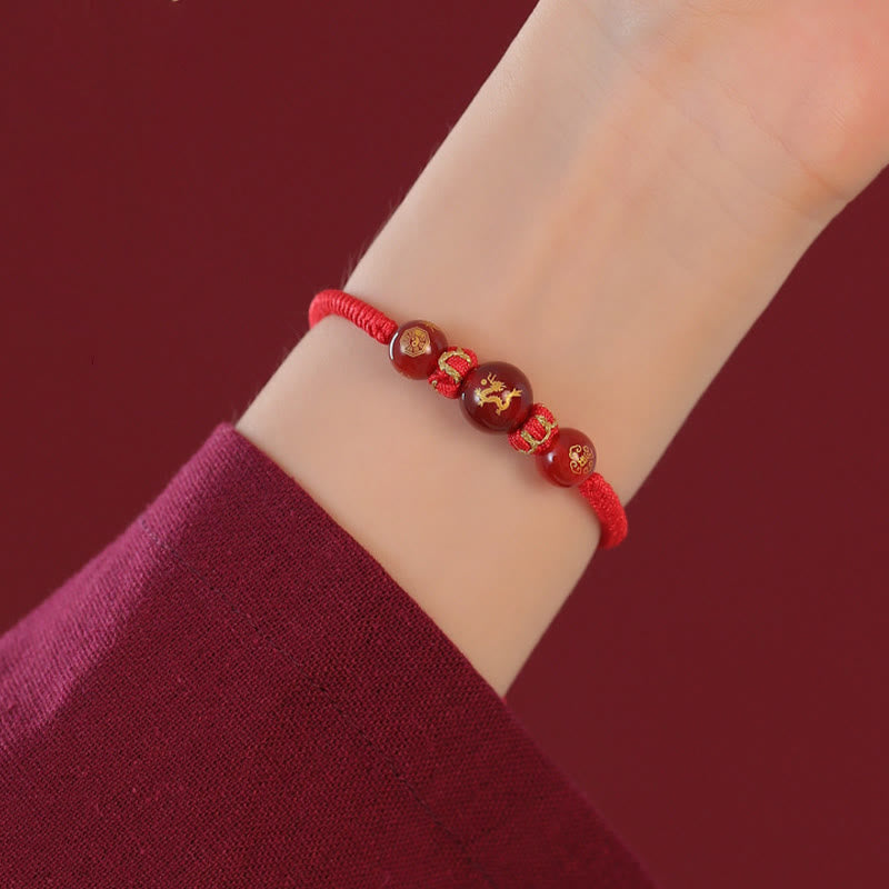 Buddha Stones Handgemachtes rotes Achat-chinesisches Sternzeichen-Schutzarmband mit roter Schnur, geflochten - image 17