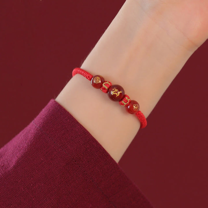 Buddha Stones Handgemachtes rotes Achat-chinesisches Sternzeichen-Schutzarmband mit roter Schnur, geflochten - image 17