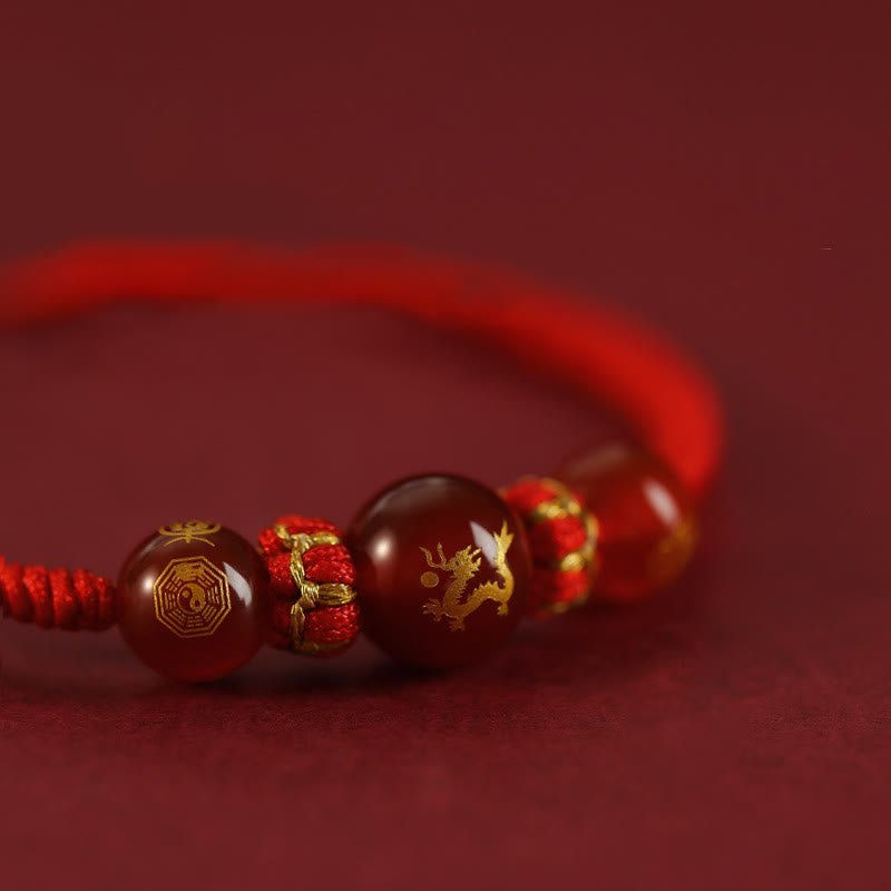 Buddha Stones Handgemachtes rotes Achat-chinesisches Sternzeichen-Schutzarmband mit roter Schnur, geflochten - image 19