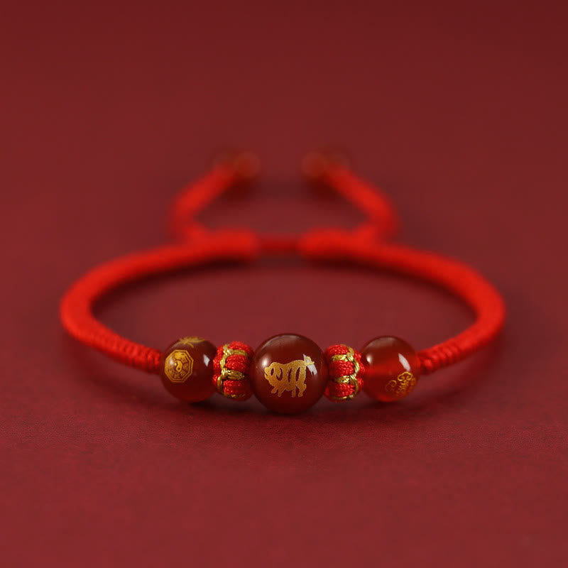 Buddha Stones Handgemachtes rotes Achat-chinesisches Sternzeichen-Schutzarmband mit roter Schnur, geflochten - Roter Achat Chinesisches Sternzeichen Schwein - image 25