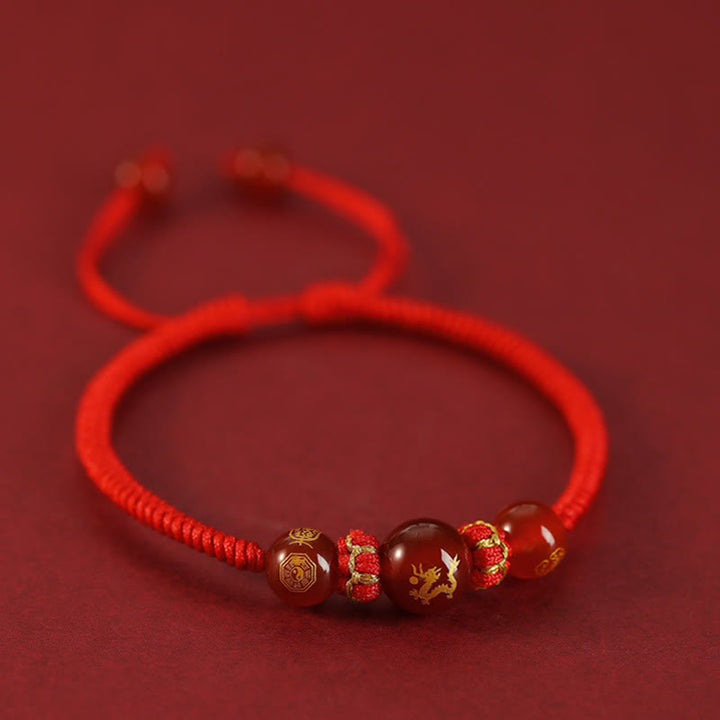 Buddha Stones Handgemachtes rotes Achat-chinesisches Sternzeichen-Schutzarmband mit roter Schnur, geflochten - image 12