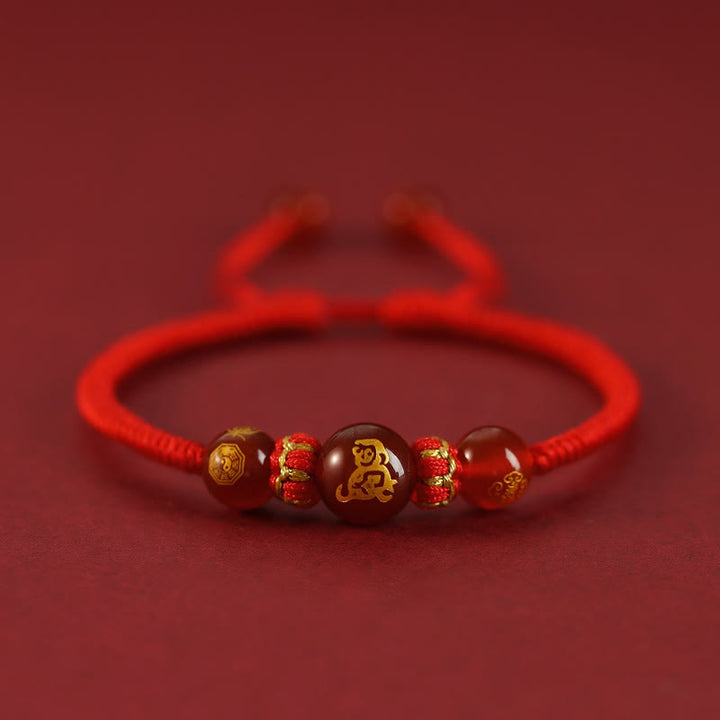Buddha Stones Handgemachtes rotes Achat-chinesisches Sternzeichen-Schutzarmband mit roter Schnur, geflochten - Roter Achat Chinesisches Sternzeichen Affe - image 22
