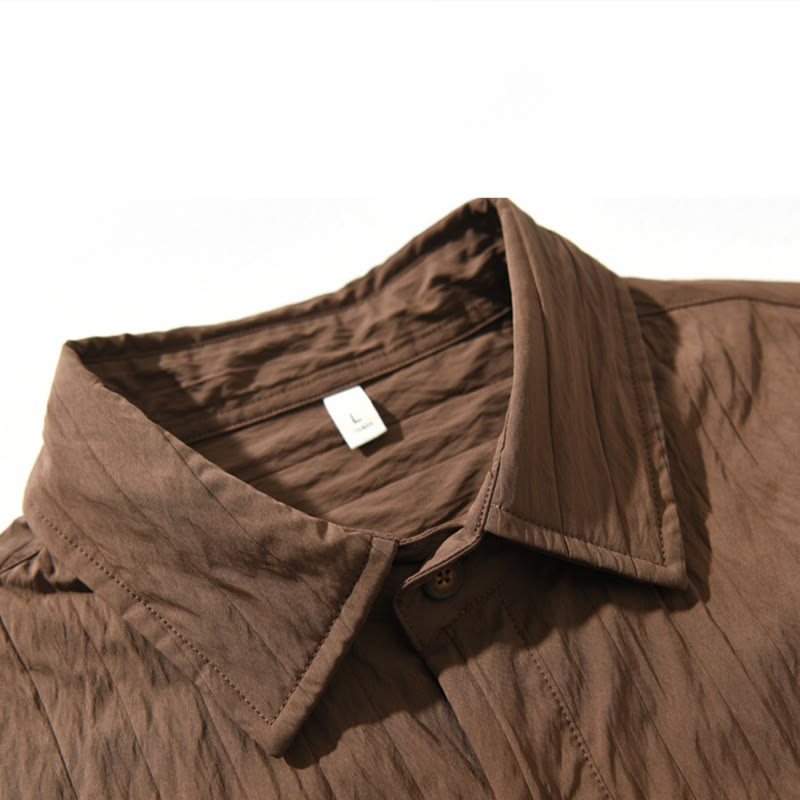 Buddha Stones Lässiges, einfarbiges, langärmeliges Herrenhemd mit Tasche - image 5