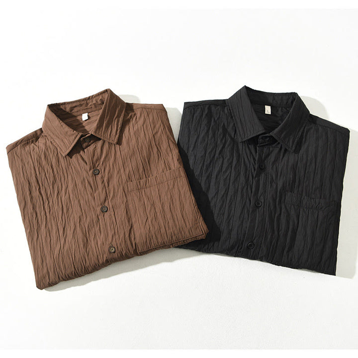 Buddha Stones Lässiges, einfarbiges, langärmeliges Herrenhemd mit Tasche - image 1