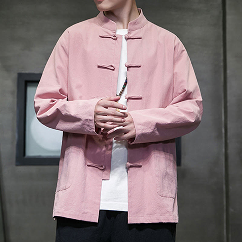 Buddha Stones Einfarbiger Tang-Anzug aus Baumwolle und Leinen mit Froschknöpfen und Taschen - image 30