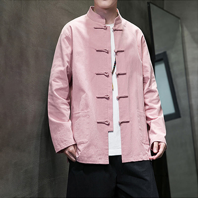 Buddha Stones Einfarbiger Tang-Anzug aus Baumwolle und Leinen mit Froschknöpfen und Taschen - image 28