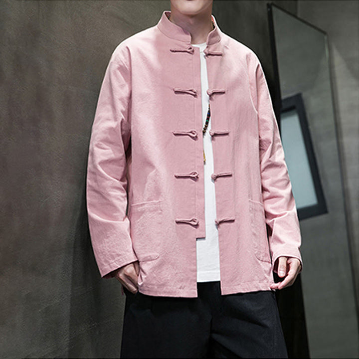 Buddha Stones Einfarbiger Tang-Anzug aus Baumwolle und Leinen mit Froschknöpfen und Taschen - image 28