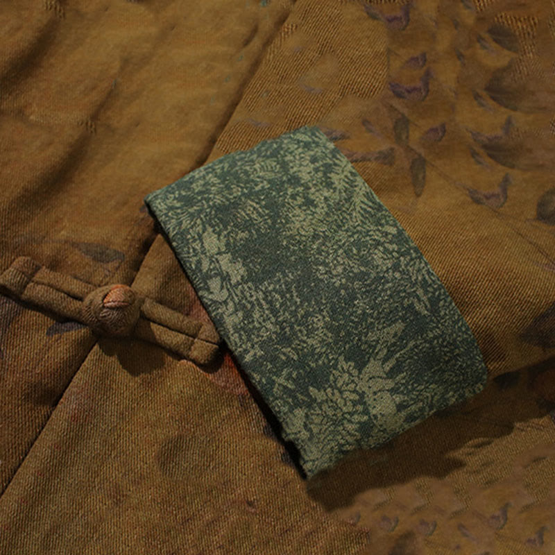 Buddha Stones ​​Blätter Blume Frosch-Knopf Tang Anzug Baumwolle Herren Jacke Hemd  - image 19