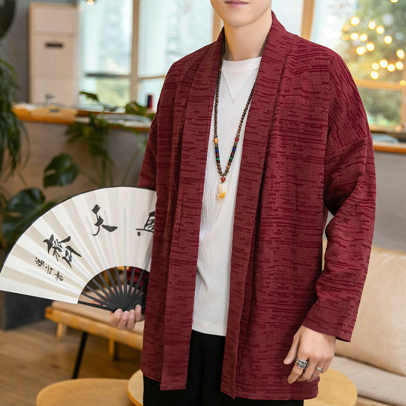 Buddha Stones Fallen Einfache Lose Plain Leinen Mischung Herren Mittellangen Mantel Kleidung - Rot - US/ UK/AU42，EU52 (3XL) - image 11