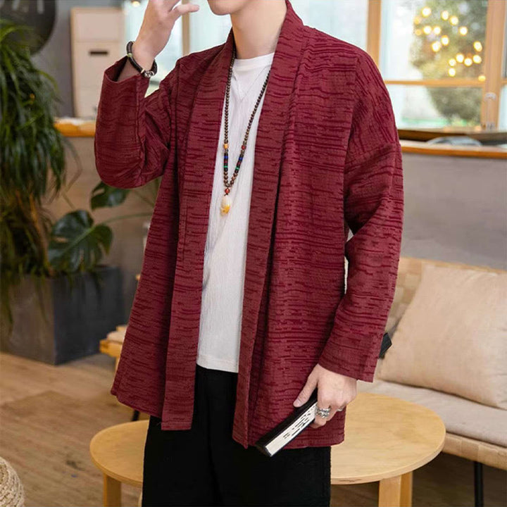 Buddha Stones Fallen Einfache Lose Plain Leinen Mischung Herren Mittellangen Mantel Kleidung - image 12