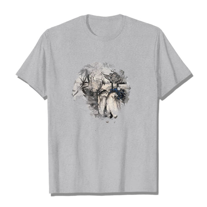 Buddha Stones ​​Chinesischen Bambus Berg Pavillon Design Muster T T-shirt - Hellgrau - 2XL - image 20
