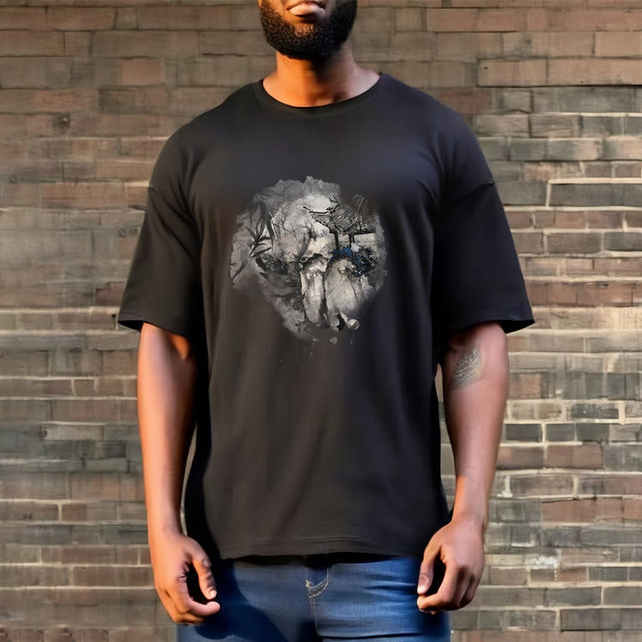 Buddha Stones ​​Chinesischen Bambus Berg Pavillon Design Muster T T-shirt - image 1