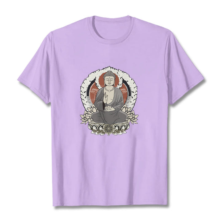 Buddha Stones ​​Meditierender Buddha Sitzend Mit Lotus Muster T T-shirt - Pflaume - 2XL - image 17