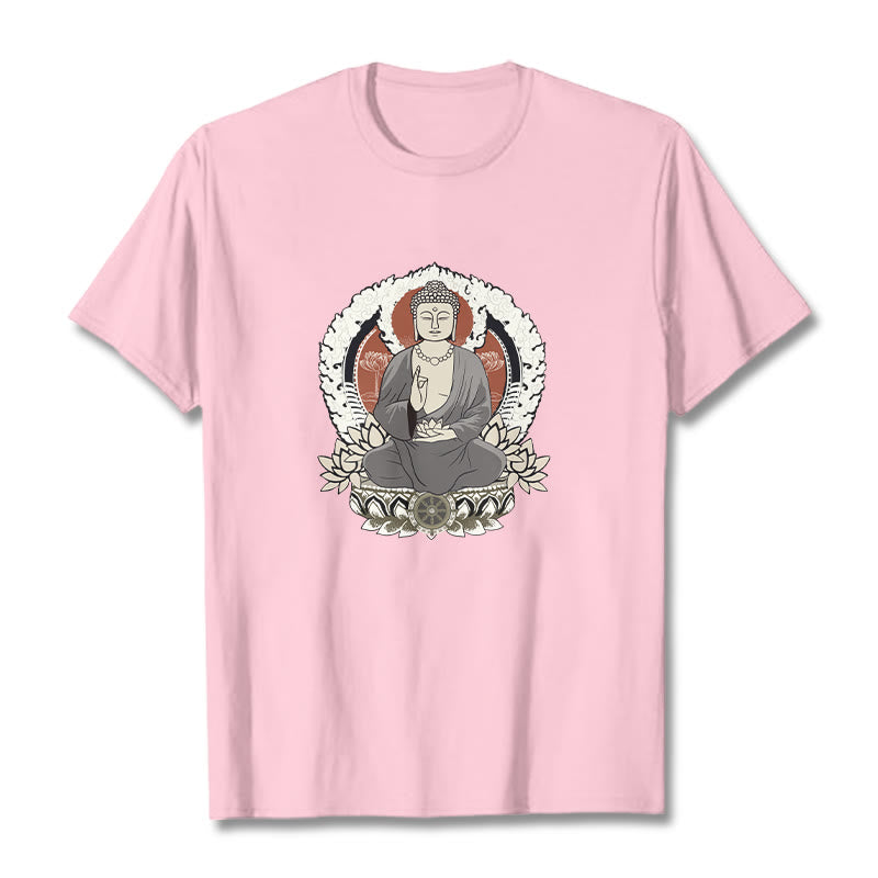 Buddha Stones ​​Meditierender Buddha Sitzend Mit Lotus Muster T T-shirt - Hellrosa - 2XL - image 13