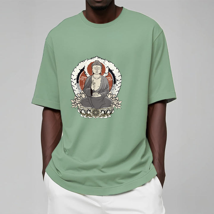 Buddha Stones ​​Meditierender Buddha Sitzend Mit Lotus Muster T T-shirt - image 16
