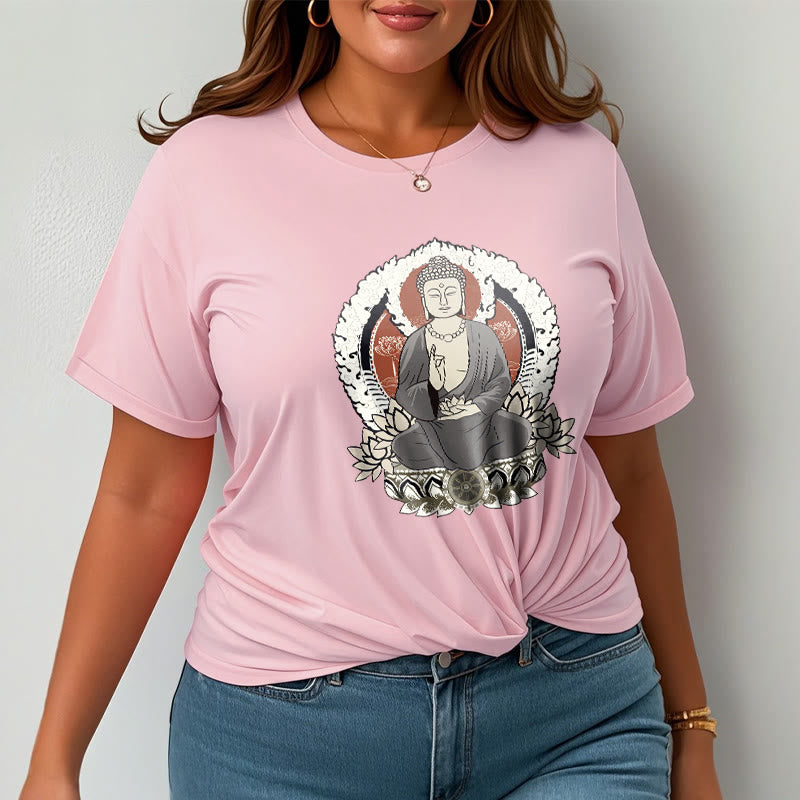 Buddha Stones ​​Meditierender Buddha Sitzend Mit Lotus Muster T T-shirt - image 14