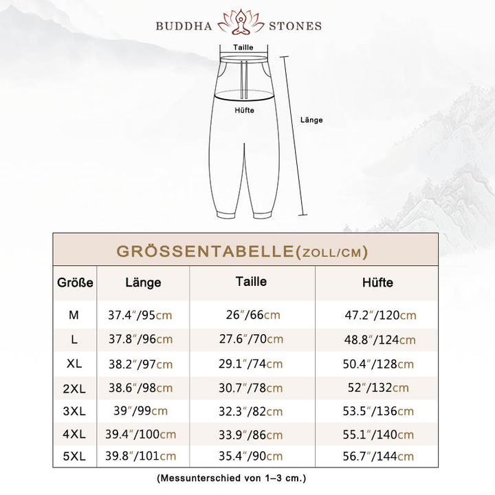 Lockere Haremshose für Herren mit Buddha-Steinen und Drachenmuster und Taschen - image 5