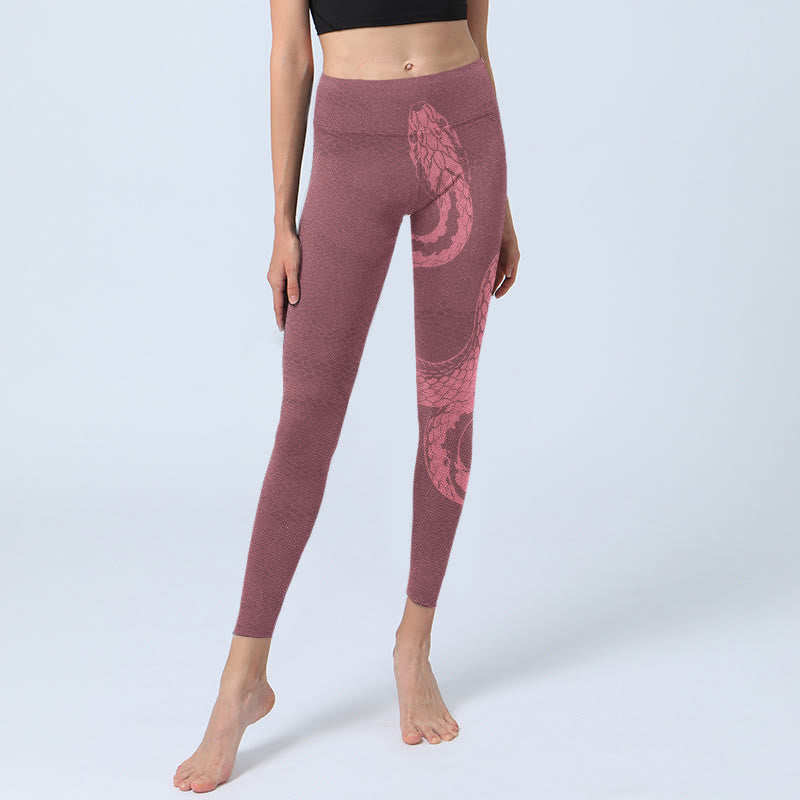 Buddha Stones Rosa Schlange und Schlangenhaut Druck Gym Leggings Frauen Yoga Hosen