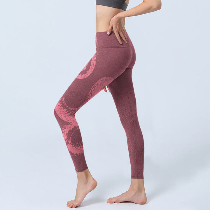 Buddha Stones Rosa Schlange und Schlangenhaut Druck Gym Leggings Frauen Yoga Hosen