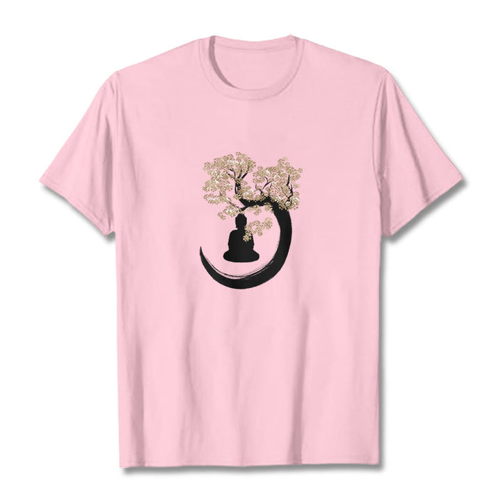 Buddha Stones Buddha sitzt unter dem Baum Baumwolle T-Shirt - Hellrosa - 2XL - image 37