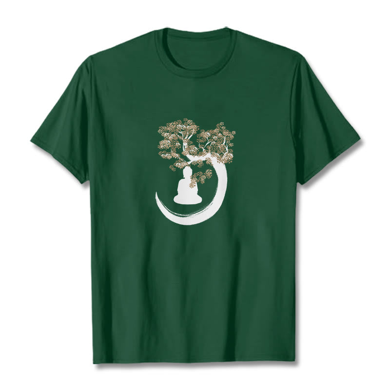 Buddha Stones Buddha sitzt unter dem Baum Baumwolle T-Shirt - image 1