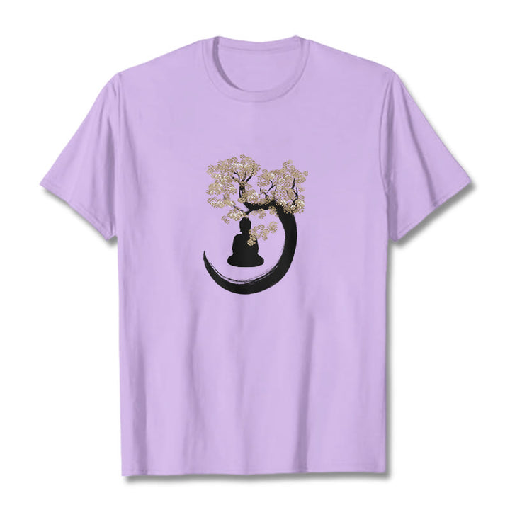 Buddha Stones Buddha sitzt unter dem Baum Baumwolle T-Shirt - Pflaume - 2XL - image 10