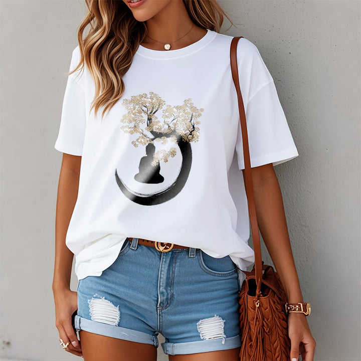 Buddha Stones Buddha sitzt unter dem Baum Baumwolle T-Shirt - image 27