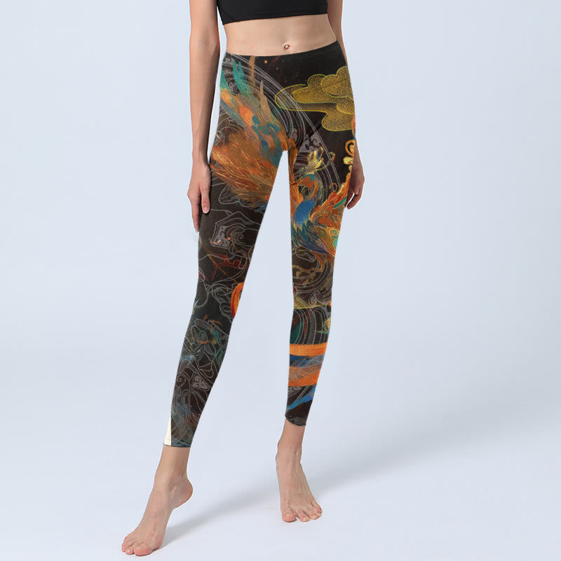 Buddha Stones Vibrant Phoenix Gym Leggings Damen Yogahose