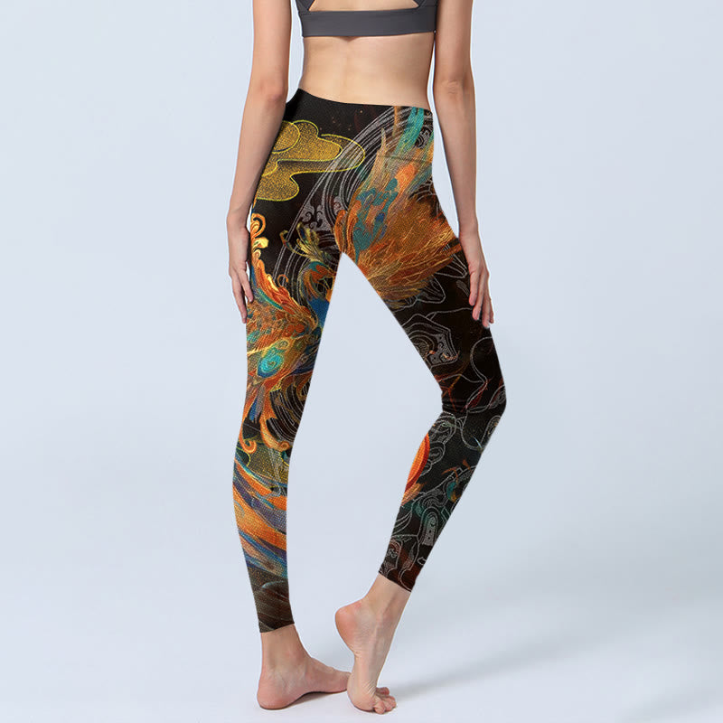 Buddha Stones Vibrant Phoenix Gym Leggings Damen Yogahose