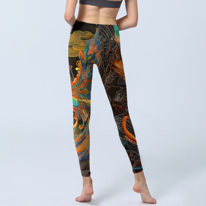 Buddha Stones Vibrant Phoenix Gym Leggings Damen Yogahose