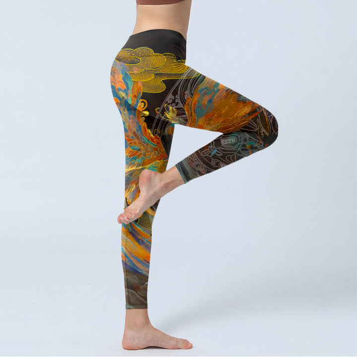 Buddha Stones Vibrant Phoenix Gym Leggings Damen Yogahose