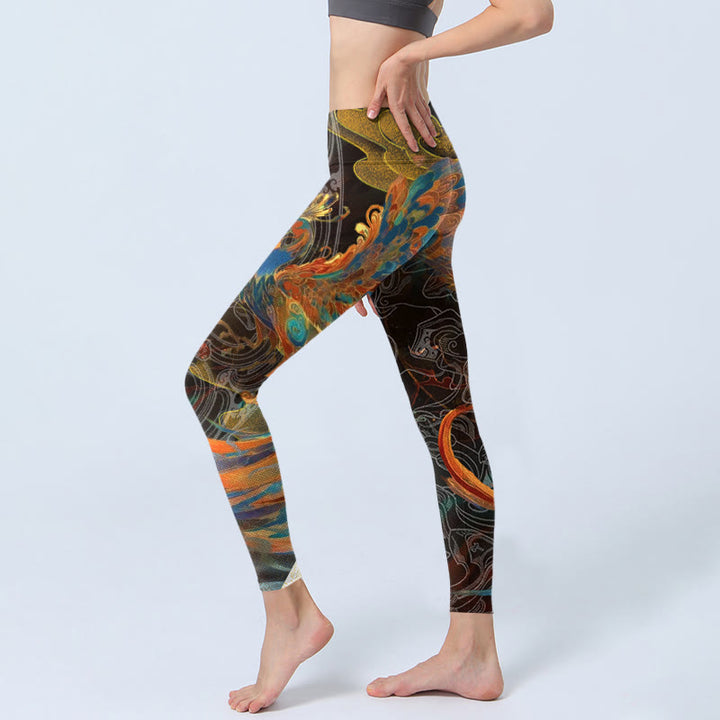 Buddha Stones Vibrant Phoenix Gym Leggings Damen Yogahose