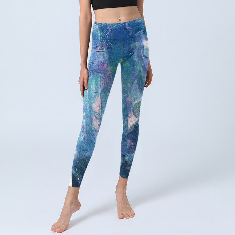 Buddha Stones ​​Lotus Blumen Blätter Vögel Gym Leggings frauen Yoga Hosen - image 6