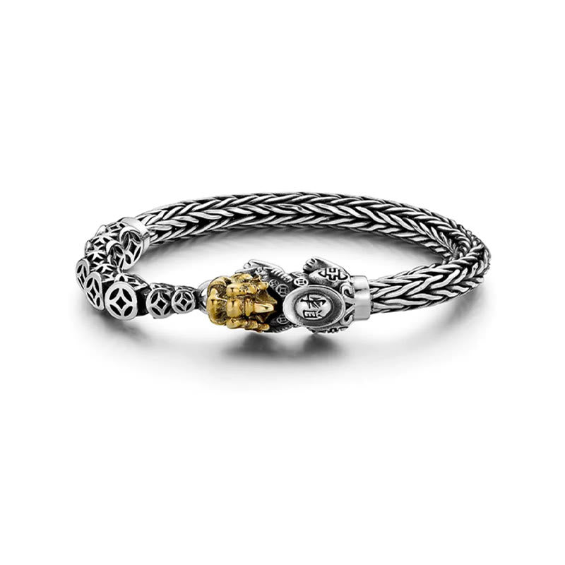 Buddha Stones ​​925 Sterling Silber PiXiu Kupfer Münzen Barren Reichtum Armband Armreif - image 2