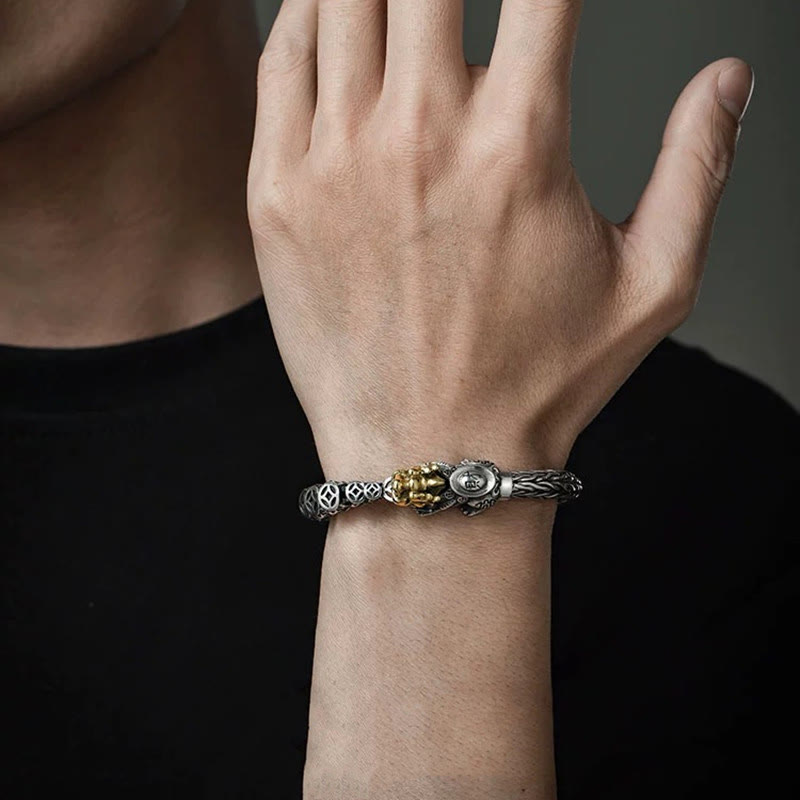 Buddha Stones ​​925 Sterling Silber PiXiu Kupfer Münzen Barren Reichtum Armband Armreif - image 8