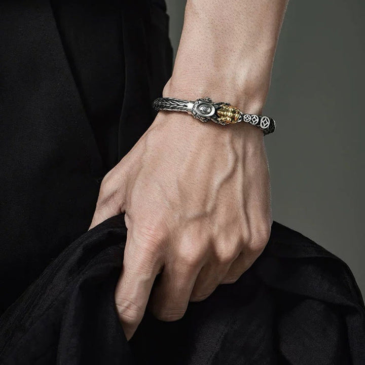 Buddha Stones ​​925 Sterling Silber PiXiu Kupfer Münzen Barren Reichtum Armband Armreif - image 4