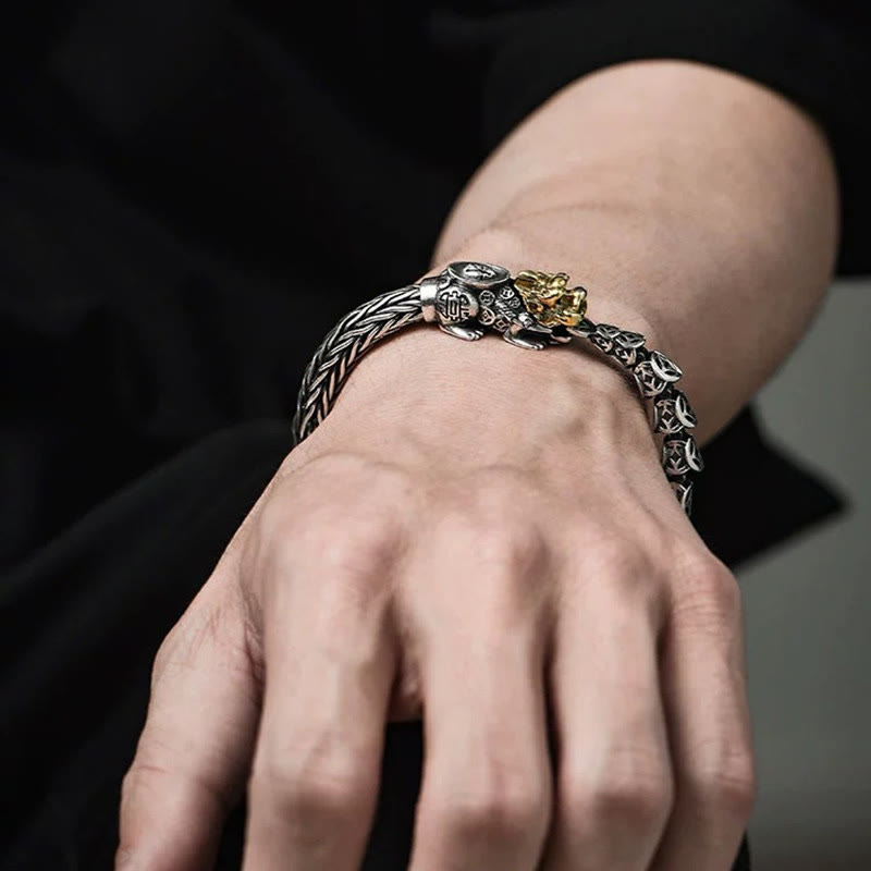 Buddha Stones ​​925 Sterling Silber PiXiu Kupfer Münzen Barren Reichtum Armband Armreif - image 10