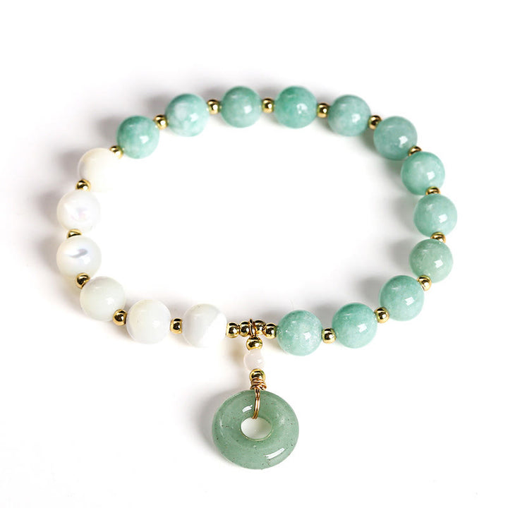 Buddha Stones Jade Trochus Hufeisen Schnecke Frieden Schnalle Charme Fülle Armband