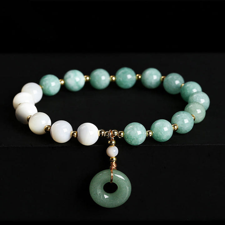 Buddha Stones Jade Trochus Hufeisen Schnecke Frieden Schnalle Charme Fülle Armband