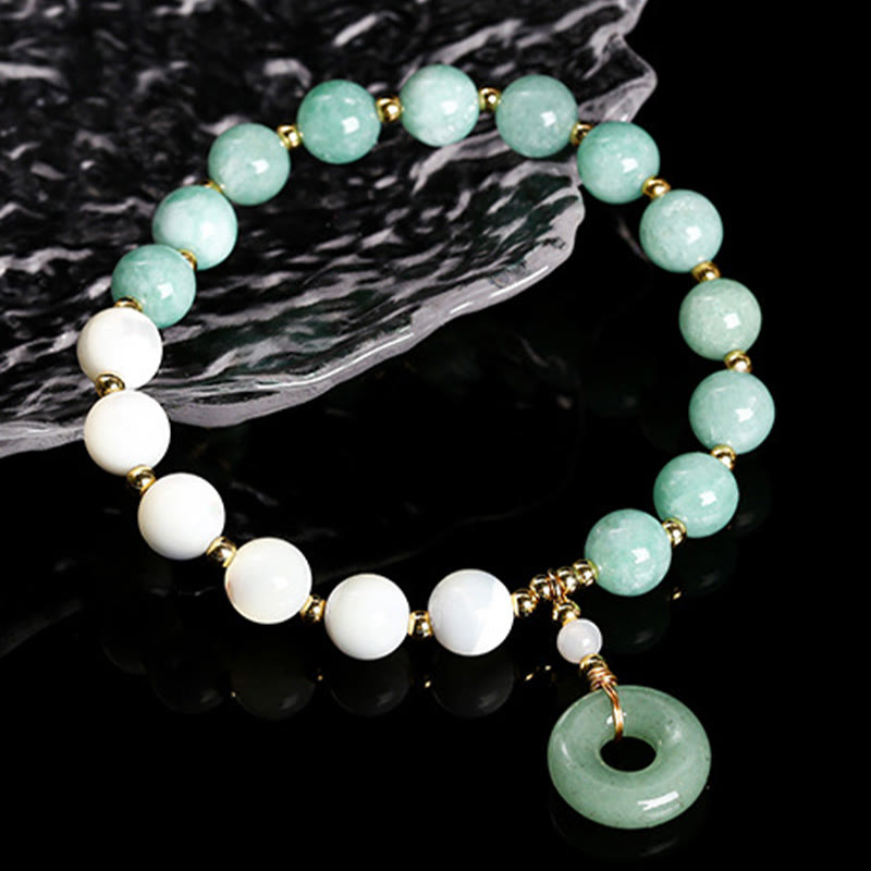 Buddha Stones Jade Trochus Hufeisen Schnecke Frieden Schnalle Charme Fülle Armband