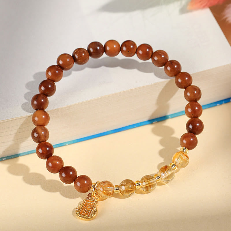 Buddha Stones Armband mit grünem Phantom-Citrin und Rutilquarz, Super Seven-Kristall, Selbstvertrauen und Reichtum anziehen