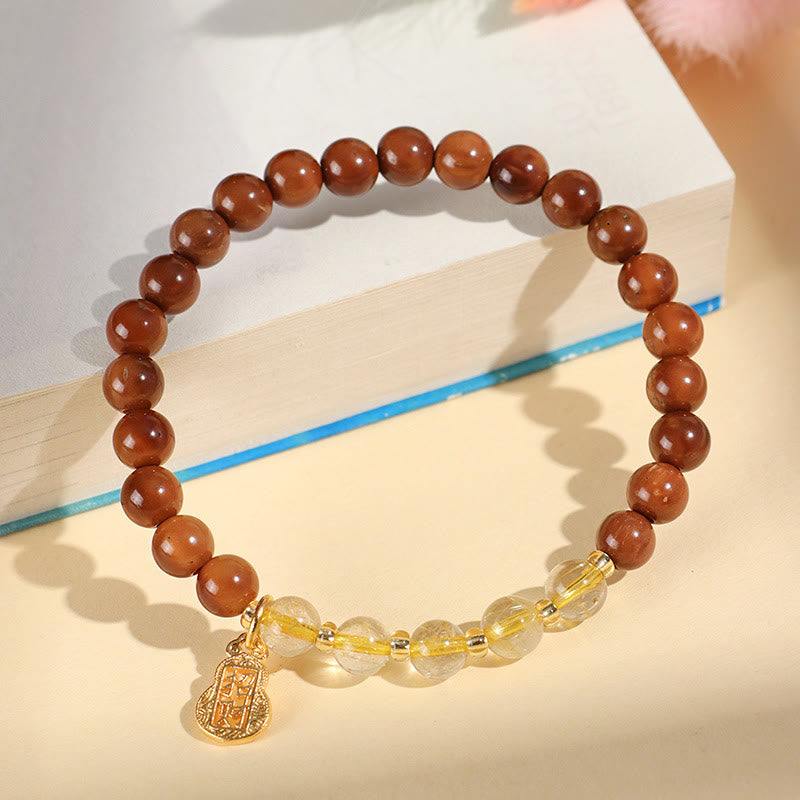 Buddha Stones Armband mit grünem Phantom-Citrin und Rutilquarz, Super Seven-Kristall, Selbstvertrauen und Reichtum anziehen