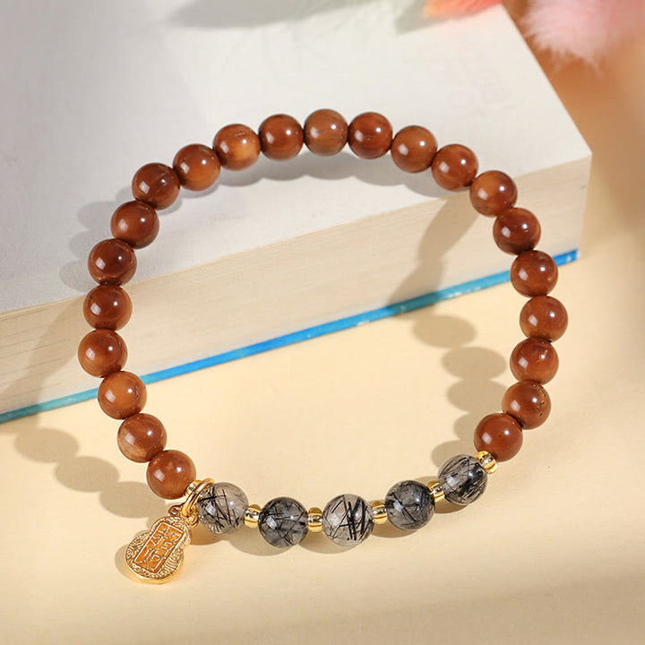 Buddha Stones Armband mit grünem Phantom-Citrin und Rutilquarz, Super Seven-Kristall, Selbstvertrauen und Reichtum anziehen