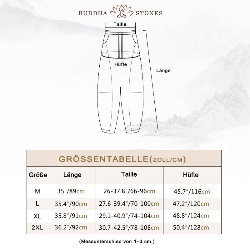 Buddha Stones Sommer-Haremshose für Damen aus Leinen mit Kordelzug und elastischer Taille und Taschen - image 6