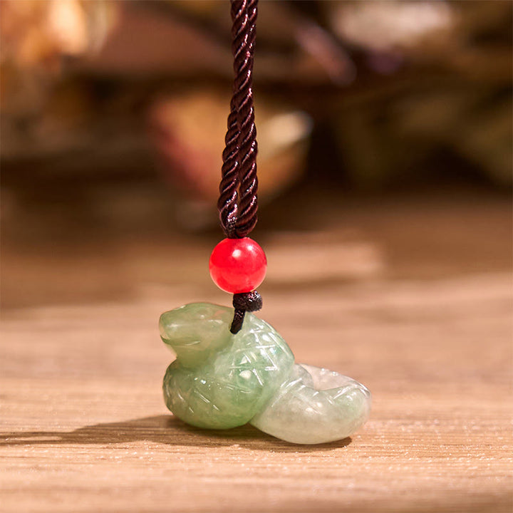 Buddha Stones Chinesisches Tierkreiszeichen Jahr der Schlange Natur Jade Glück Halskette Anhänger - image 3