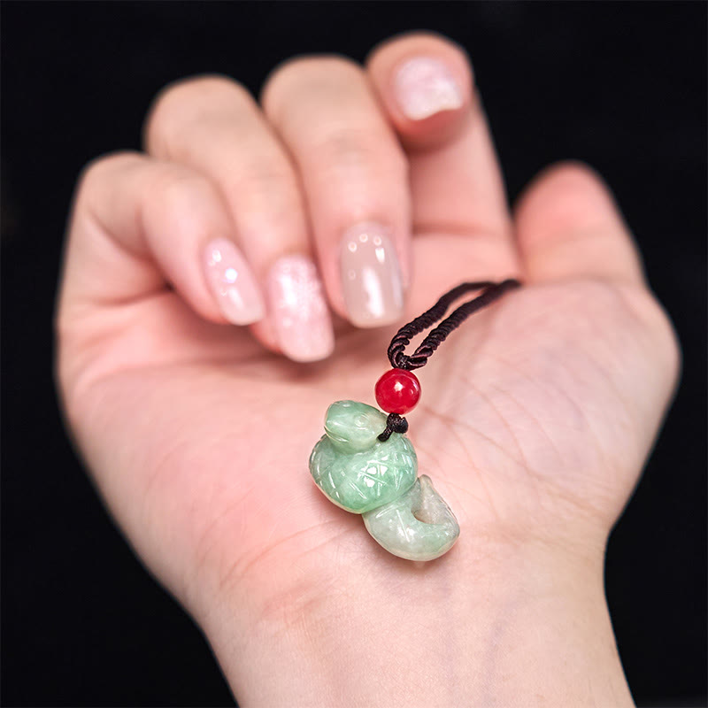 Buddha Stones Chinesisches Tierkreiszeichen Jahr der Schlange Natur Jade Glück Halskette Anhänger - image 7
