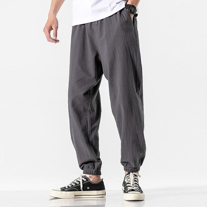 Buddha Stones Einfarbige Herrenhose aus Baumwolle mit Kordelzug und Taschen - DimGray - US/ UK/AU50, EU60 (5XL) - image 4