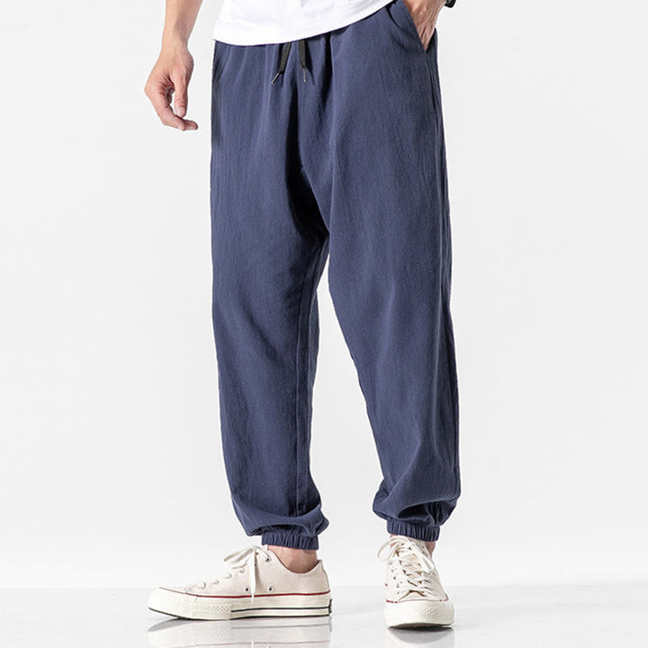 Buddha Stones Einfarbige Herrenhose aus Baumwolle mit Kordelzug und Taschen - Dunkelblau - US/ UK/AU50，EU60 (5XL) - image 17